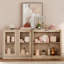 Armoire d'appoint moderne avec 4 portes en verre, commode d'appoint multifonctionnelle avec grand rangement et tablette réglable-1643279036