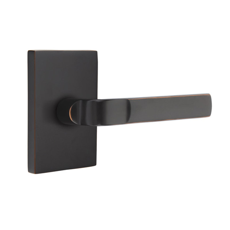 Poignée de porte avec rosette Aston Passage, Droite, Bronze huilé