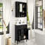 Armoire à pharmacie 36 po, armoire de rangement murale pour salle de bain, armoire murale moderne avec miroir, armoire à miroir avec 3 portes (meuble-lavabo non inclus)-1886193170