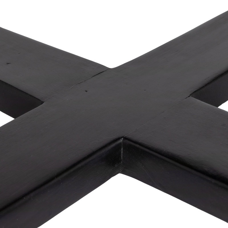 Elegant Acacia Trestle Round Coffee Table, Black