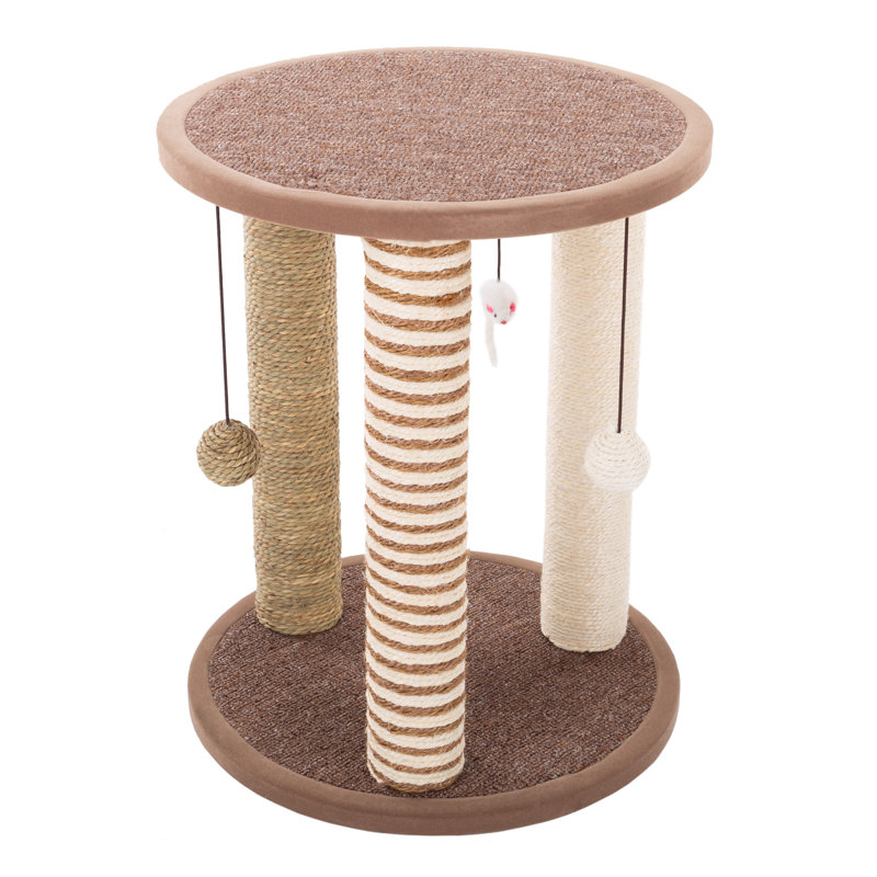 PETMAKER Cat Scratching Post - Scratcher Posts with Carpeted Scratch Pad Base and Perch - Furniture Scratching Deterrent for Indoor Cats