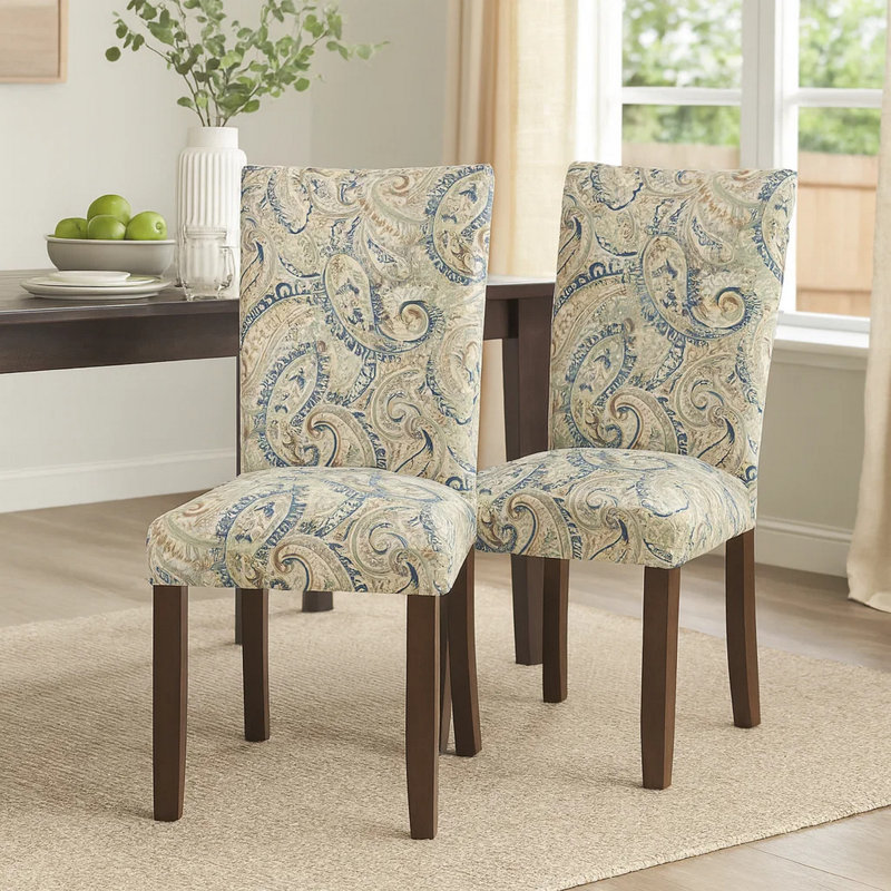 Chaise parsons rembourrée Michaelson , Brun, Mélange de polyester / gris rayonne / floral beig