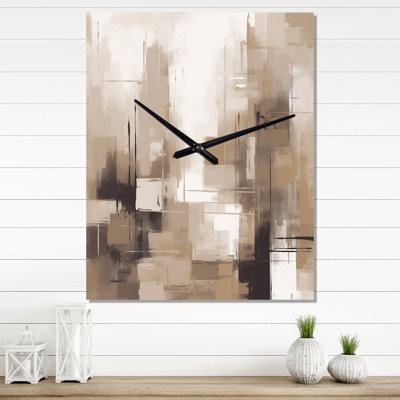 Cubism Beige Synergy - Abstract Wall Clocks