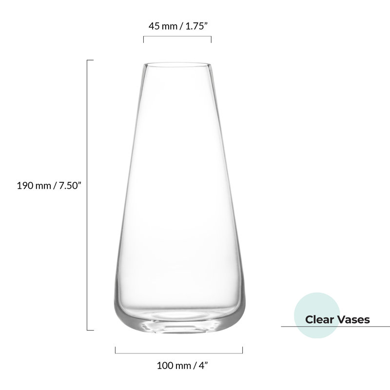 York Clear Vase, Overall Height - 19cm