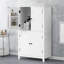 Armoire de rangement élégante pour salle de bain, unité de rangement pour salle de bain, armoire autoportante avec 4 portes, tablettes réglables, tablettes adaptables, blanc-1830775721