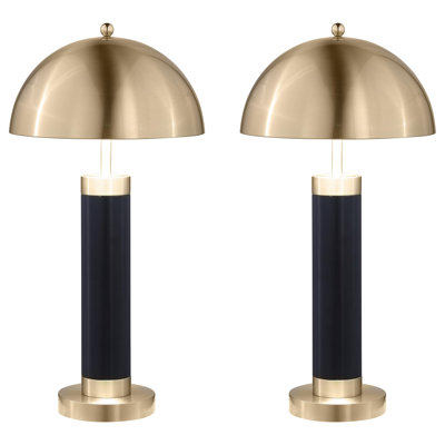 Cuan Dome Shade Pillar Table Lamp Black