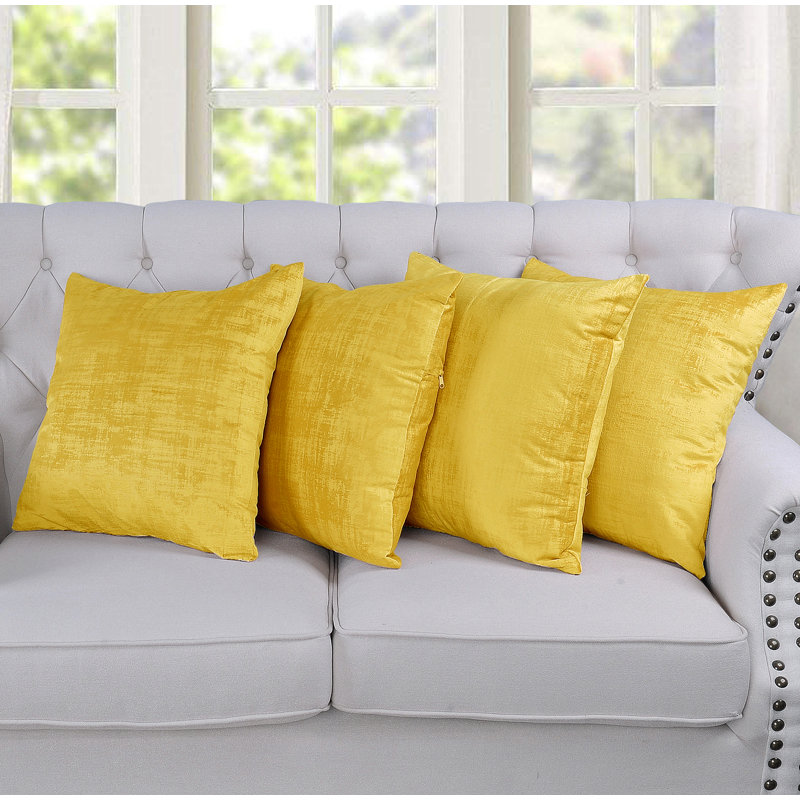 Textured Velvet Throw Pillow Cover, Sulphur