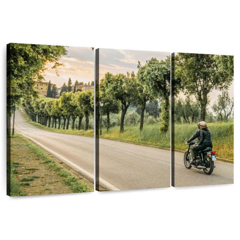 Couple Riding A Motorcycle, 24" H x 38" W