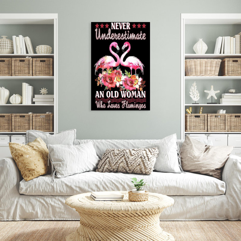 «Who Loves Flamants» sur toile, impression, H 14 po x l 11 po x P 1,25 po