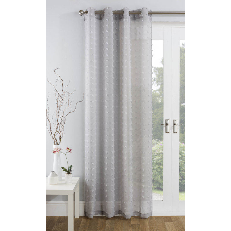 Milltown Sheer Curtain Single Panel, Blue, 140 W x 122 D cm