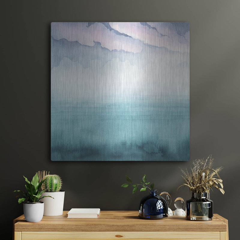 «Dusk on the Bay I» par Grace Popp, verre d'art mural en métal, H 24 po x l 24 po