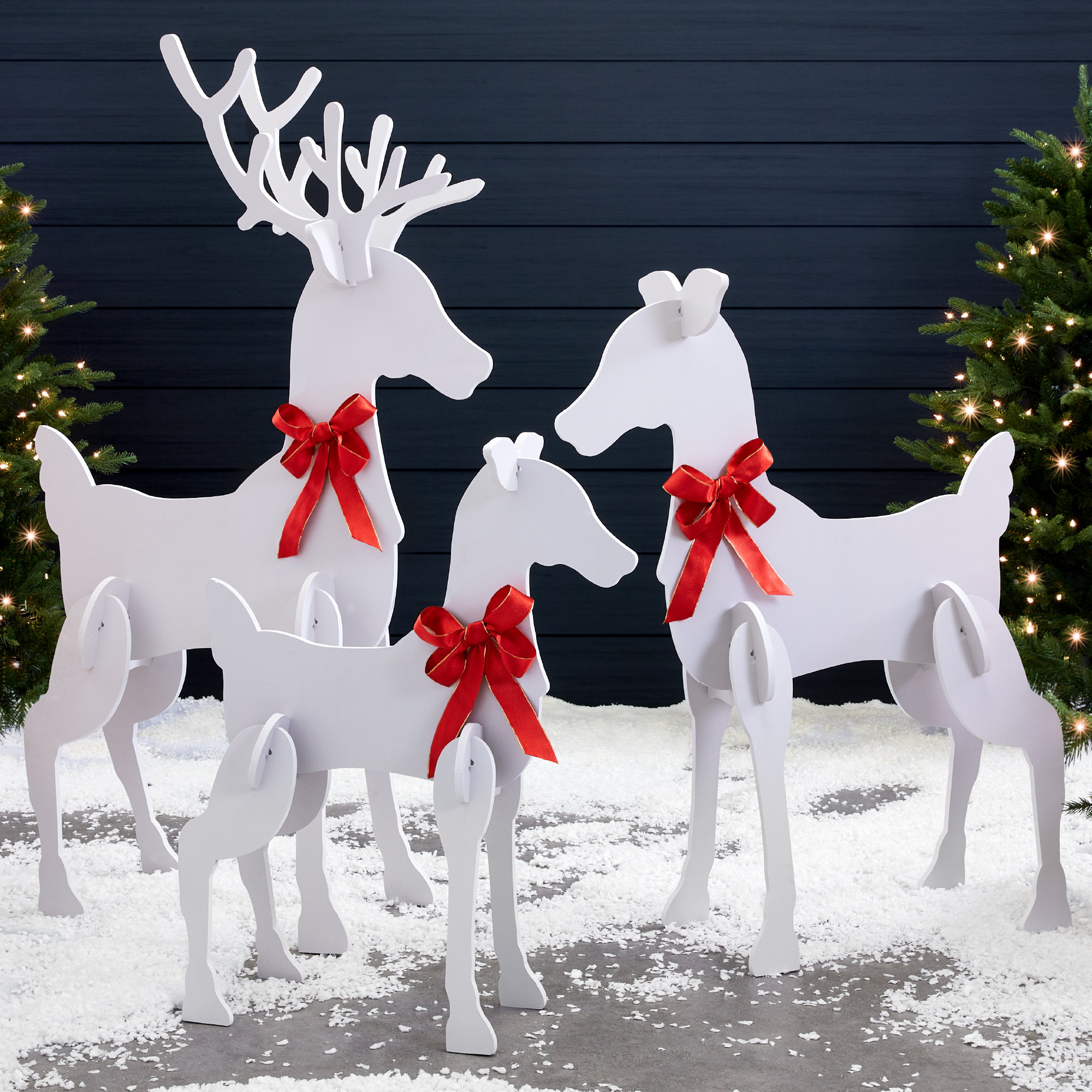 The Holiday Aisle® 3Piece 56In Reindeer Family Silhouette Set, Outdoor