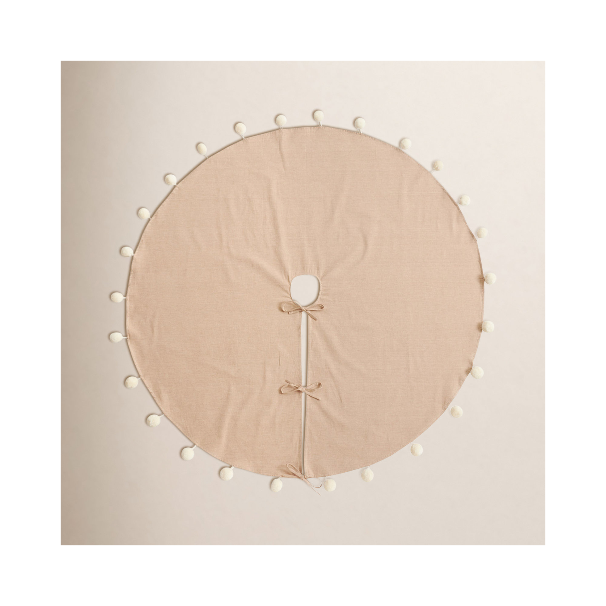 Pom Pom Collection Cotton Tree Skirt, Natural, 53" x 53"