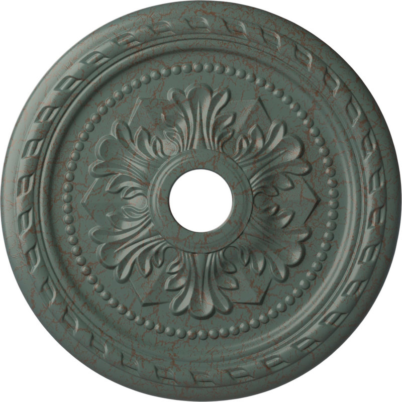 Endurathane Palmetto Ceiling Medallion, 23 5/8"OD x 3 5/8"ID x 1 5/8"P (Fits Canopies up to 3 5/8"), Hand-Painted Cloud Burst Crackle Finish