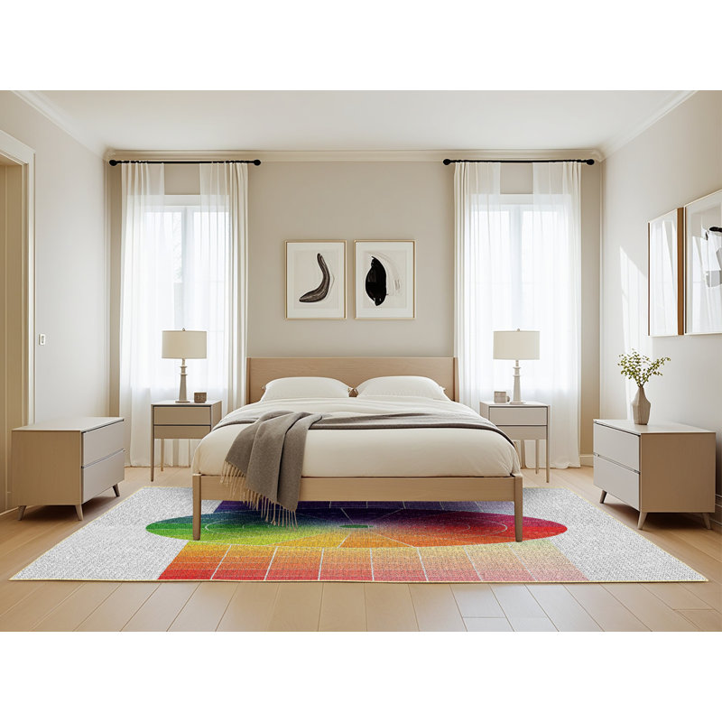 Tapis décoratif géométrique rouge Raël, Rectangle 5 pi x 8 pi