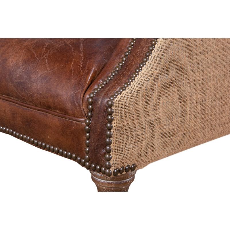 Welsh Wingback Chair, Vintage Cigar Genuine Leather