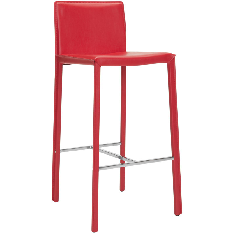 Anneriet Upholstered Counter Stool with Metal Frame, Red, Bar Stool (30" Seat Height)