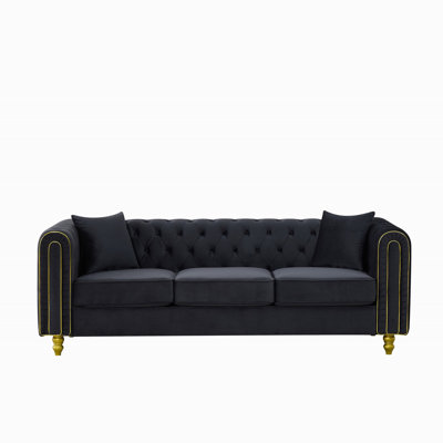Canapé en velours moderne avec détails capitonnés Spencer