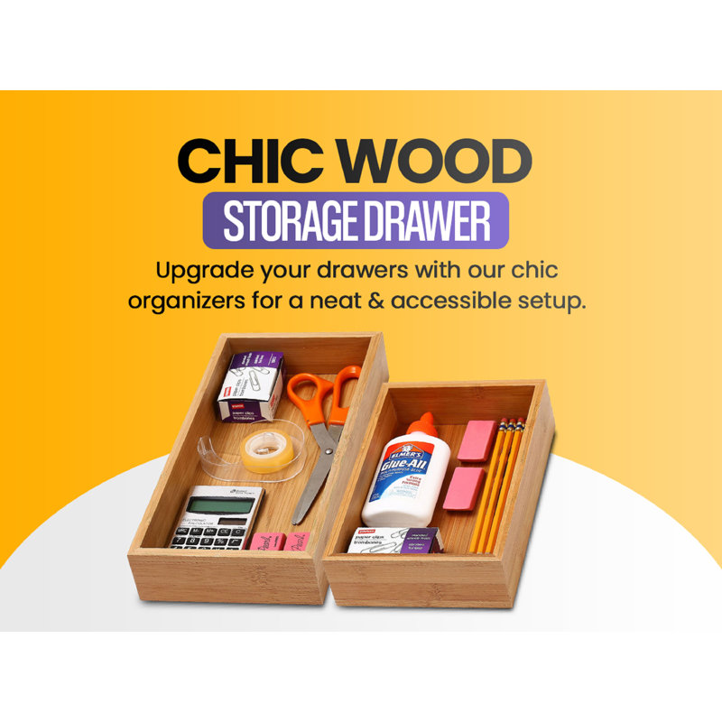 Bamboo 2"H x 3"W x 9"D Drawer Organizer