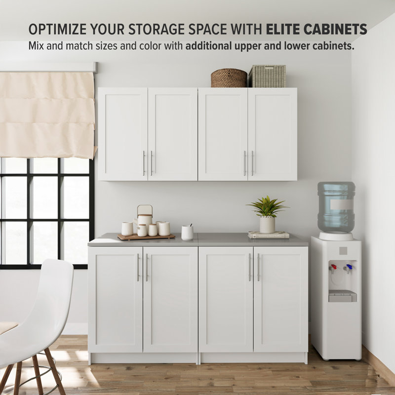 White Wall Cabinet with Adjustable Shelving and Panel Doors