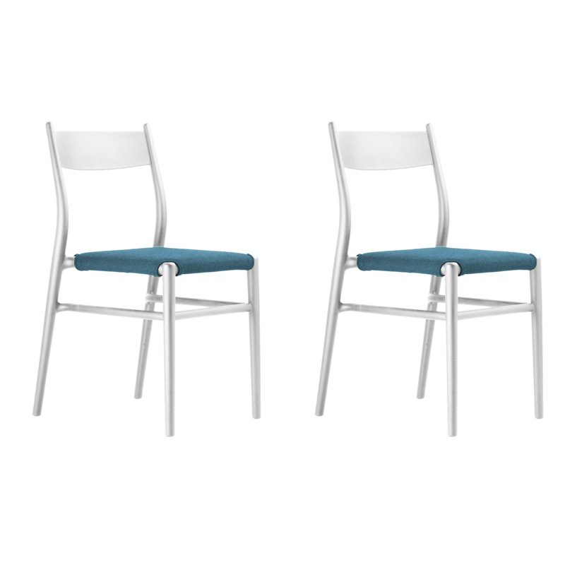 Chaise de salle à manger d'extérieur et d'intérieur Joi 36, Bleu clair, Blanc