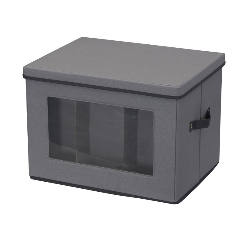 Tall Wine Windowed Storage Chest Gray
