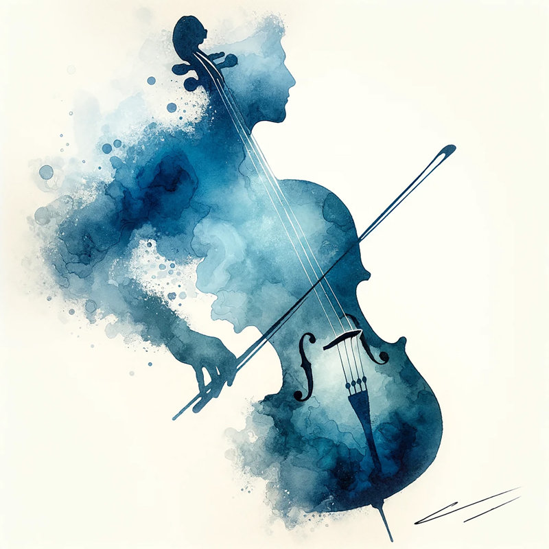 Abstrait aquarelle violon - sans cadre, reproduction sur toile, H 12 po x l 12 po x P 1 po