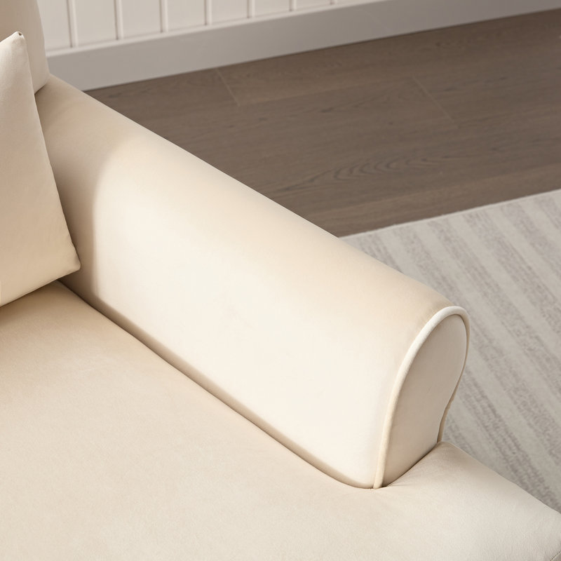 Chaise avec accoudoirs circulaires Mirod, Velours beige