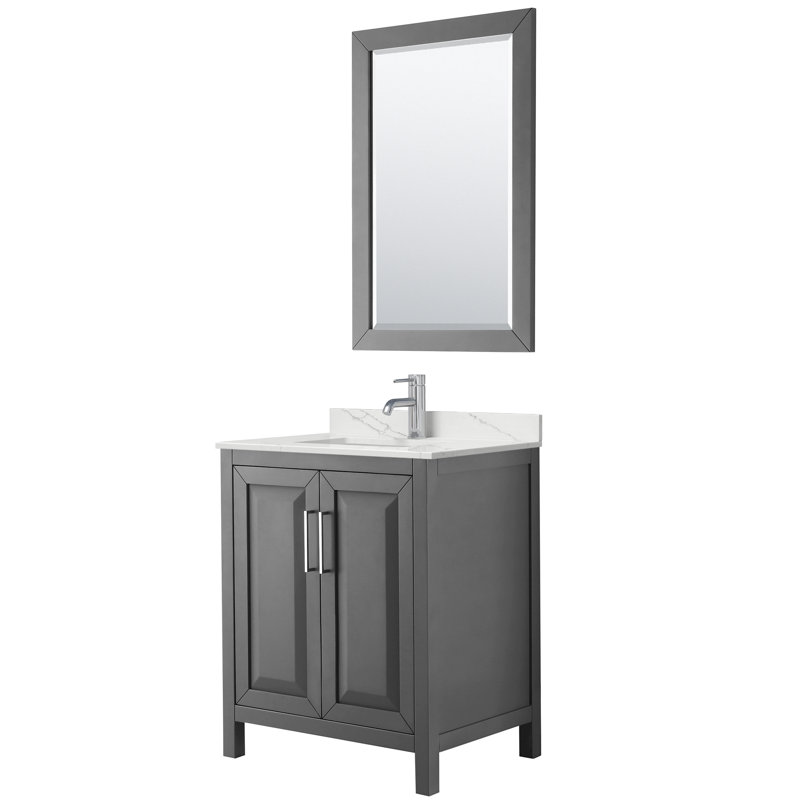 Daria 30'' W Single Vanity, Matte Black, Gray, White Quartz