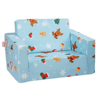 Canapé pour enfants, chaises tout-petits 2-en-1 confortables, canapé-lit pliant pour tout-petits, canapé convertible en chaise longue, mobilier de siège pour enfants, filles et garçons, bleu ciel