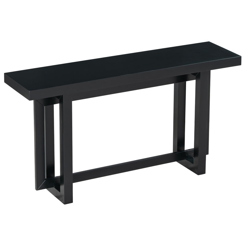 Brileys 59.1'' Solid Wood Top Console Table, Black, Black