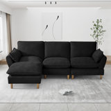 Tetiana 4 Piece Upholstered Sectional L-shape Cloud Modular Sofa