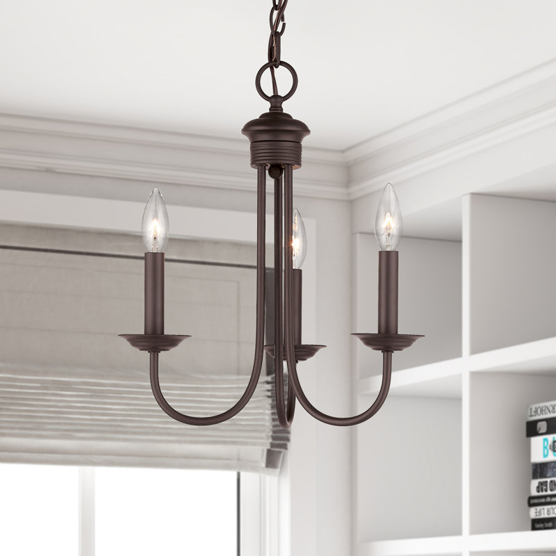Lustre 3 lumières de style bougie Arunvir, Bronze