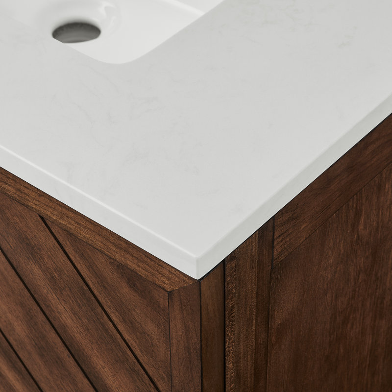Keiera 30" Single Bathroom Vanity with Engineered Stone Top, Medium Brown