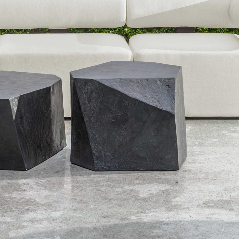 Table d'appoint d'extérieur en ardoise Halvorson