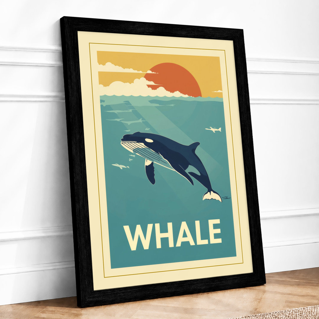 Whale Under Sun Vintage Framed Art Print