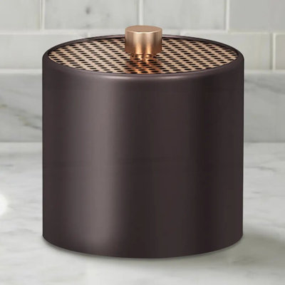 Selma Stainless Steel Vanity Jar for Stylish Bathroom Storage, Copper & Oil Rubbed Bronze Finish, Multi-Use Canister
