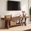 Meuble télé 55,1 po en bois massif pour téléviseur de 60 po ou moins, console avec tablettes de rangement ouvertes pour le salon, la chambre à coucher et assemblage facile-182630002