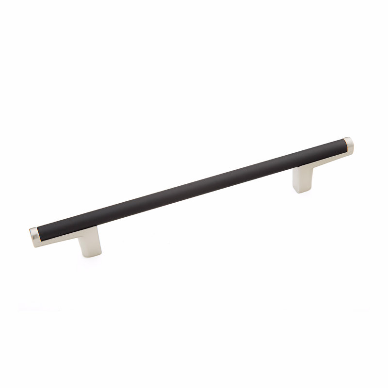 Poignée d'armoire 5 1/16 po Schaub Regatta, Noir mat / nickel satiné