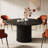 47.24" Modern Fluted Black Round Dining Table With Metal Base For 4-6 People