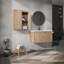 Meuble-lavabo mural avec lavabo et armoire latérale, portes à fermeture douce, armoire combinée