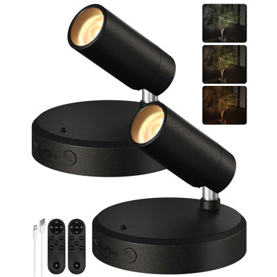 Rechargeable Wireless Picture Lights（Set of 2-Black)