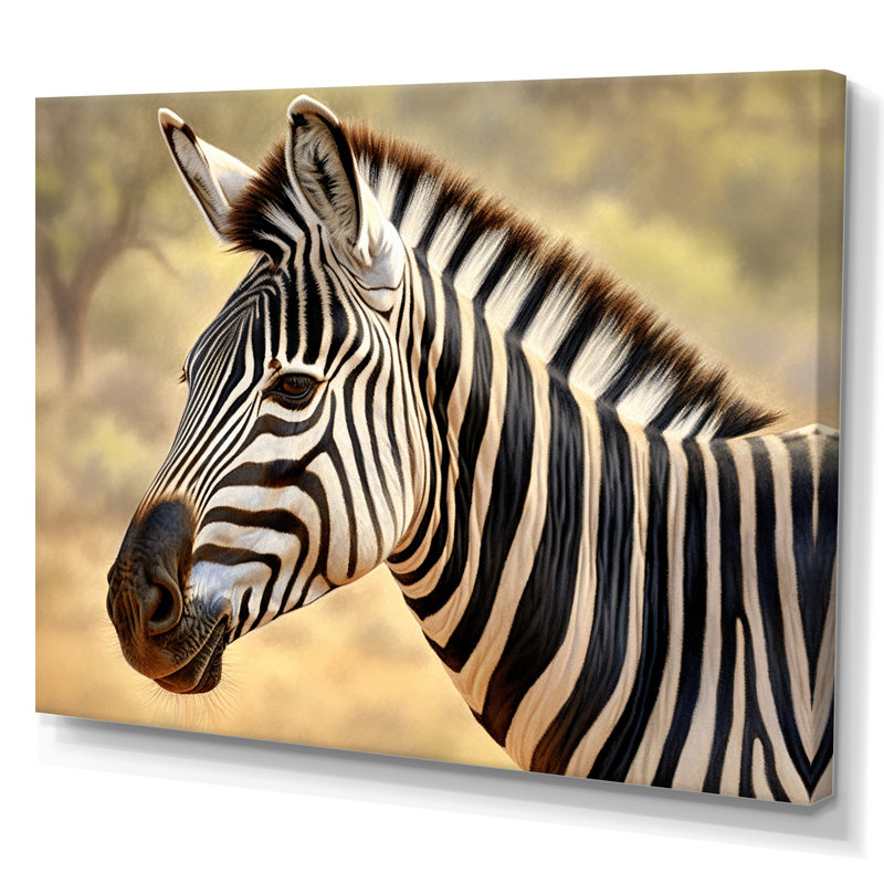 Zèbre africain I sur toile, Toile tendue, H 24 po x l 32 po x P 1 po