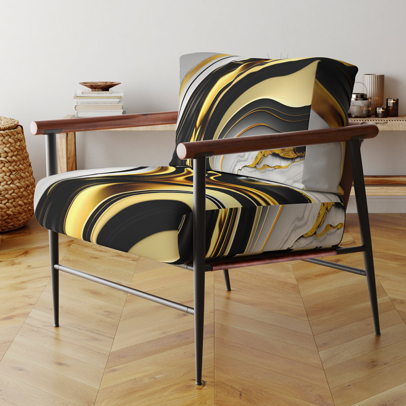 Cullivan - Fauteuil d'appoint rembourré en marbre, Noir, noir, noir, noir