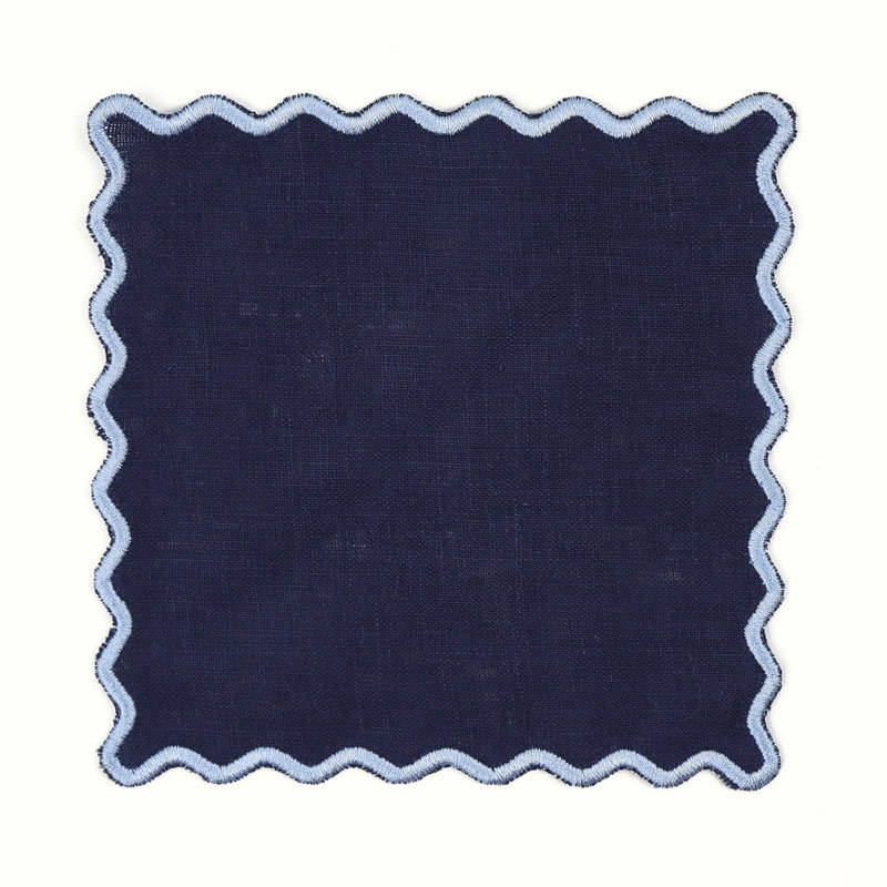 The Vivienne Square Cocktail Napkins, Navy/Blue