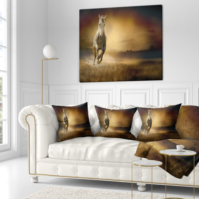 Oreiller galloping à l’oreiller de valley animal, 16 po x 1 po, Coussin décoratif