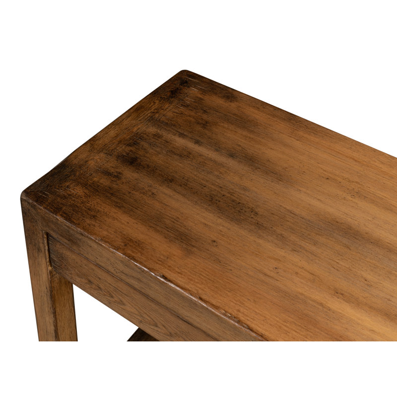 Anton Transitional Brown Pine Wood Console Table with Storage