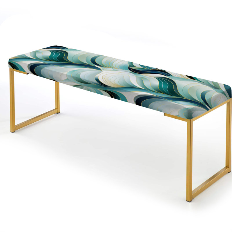 Banc rembourré Ethereal Camo Dreamy - Camouflage Gold, Coastal Emerald And White Geometric Charm