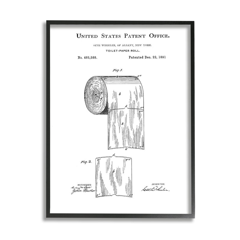 Rouleau de papier hygiénique vintage noir sur blanc surdimensionné, giclée sur toile, art texturé par Studio W , 11 x 14