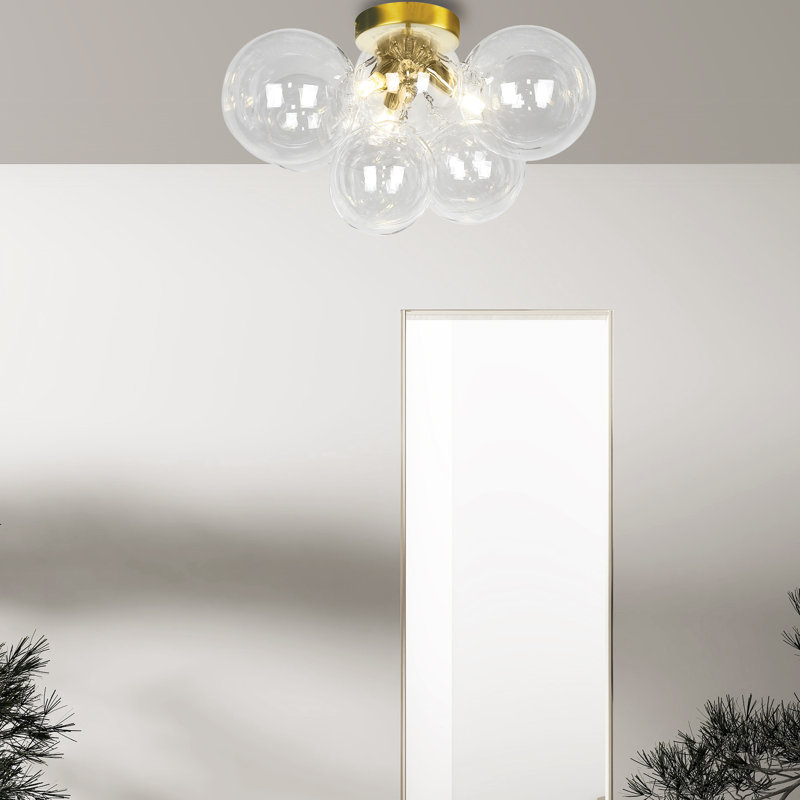 Marigny Glass Flush Mount, Clear, Gold